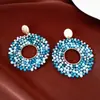 Pendientes redondos con colgante de cristal y cuentas de aguja plateada, de lujo ligero, alta gama, elegantes, a la moda, exquisitos, versátiles para mujer