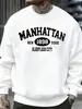 Manhattan Ciudad de Nueva York de las Noches sin Dormir Patrón Sudadera para Hombre Cuello Redondo Pulóver Casual Otoño Streetwear