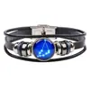 Zino nueva joyería creativa pulsera de doce constelaciones cuero tejido hebilla de vidrio joyería al por mayor una generación de cabello