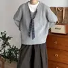 Suéter de punto patchwork a cuadros tie-dye estilo universitario BUTQIU, unisex, con un corte relajado y fluido, manga larga