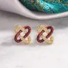Pendientes Concentricos de Hilo Rojo con Diamantes para Mujer, Pendientes de Moda Nuevos, Lujo Ligero, Gama Alta, Pendientes Elegantes y Exquisitos