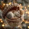 Decorações de Natal Esquilo Castanho Ouriço Transfronteiriças Enfeites para Árvore de Natal Acrílico Impresso Plano 2D