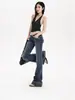 Jeans de Cintura Baja Estilo Yimengling para Mujer 2026 Nuevo Estilo Americano Azul Oscuro Diseño Chica Picante Pantalones Ligeramente Acampanados