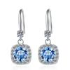 Brincos Femininos Coloridos de Pedra Preciosa Novo Estilo Transfronteiriços 1 Quilate Certificado Gra Quadrado Estilo Coreano Moda Brincos de Prata Esterlina S925 Moissanita
