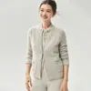 Cárdigan de cachemir y seda de morera con cuello redondo, control de acceso, dobladillo acanalado con bolsillos, capa base de punto para mujer, suéter suave y adelgazante, top versátil