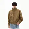 Jaqueta de Trabalho de Lona Khaki Vingate Americana para Homens e Mulheres, Jaqueta Harrington Curta Solta da Moda para Homens