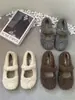 Zapatos Peludos Estilo Hada para Mujer, Nuevos Zapatos Mary Jane Otoño e Invierno 2026 con Lazo, Zapatos de Algodón Cálidos con Forro de Felpa