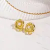 Brincos Casuais e Fashion de Pérola Imitação de Concha Rosqueada Redonda Brilhante Banhados a Cobre 18K Estilo Férias Praia