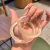 Nuevo brazalete de piedra ojo de gato para mujer, brazalete de luz de luna blanca, banda ancha, jade transparente como el hielo, regalo de cumpleaños para novia o esposa