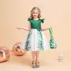 Comercio exterior vestido de princesa para niños ropa de actuación vestido de princesa pequeño con mangas voladoras estampado vestido de princesa de Navidad para niña vestido de actuación