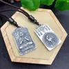 Pie de dragón seco plata 999 Zodiaco Buda vintage Guanyin collar ocho dioses guardianes pareja colgante