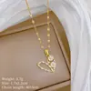 [Acero de Titanio] Corazón de Amor Hueco Moda Estilo Lujo Ligero Collar Hermoso de Diamantes Completos para Mujer Cadena de Clavícula Más Fácil de Combinar Cadena de Acero de Titanio