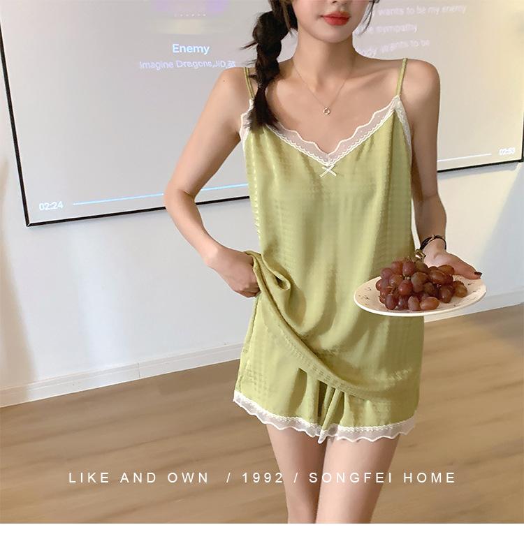 3065千鸟格吊带套装_12