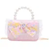 Bolso de Mano con Perlas Estilo Princesa para Niñas Bolso de Hombro Dulce con Lazo de Encaje Estilo Chanel Bolso Cruzado con Cadena Bolso Infantil