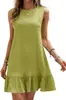 Moda Amazon Europeia e Americana Nova Primavera e Verão 2025 Vestido sem mangas com gola redonda Versátil Roupas Femininas