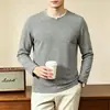 Camiseta básica masculina de manga comprida e gola redonda para comércio exterior transfronteiriço, camiseta básica casual de cor sólida, roupa casual masculina versátil