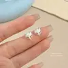 Pendientes de plata de ley estilo ins de Yun Xiaoshu, pendientes de botón de máscara de zorro para mujer, accesorios para orejas simples y únicos de nicho al por mayor