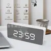 Relógio eletrônico LED multifuncional simples inteligente silencioso luminoso digital de mesa especial estilo ins relógio despertador espelhado para estudantes