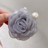Clip de pico de pato con flor de camelia y perla con borde caliente, pequeño clip de flequillo estilo Chanel, estilo bosque, horquilla con borde roto y perla, accesorio para el cabello