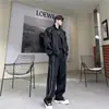 2025 Nova Moda Terno Jovem Primavera e Outono Masculino Gola Alta Terno Casual Cardigã Roupa Esportiva Terno Masculino Branco