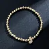 Pulsera elástica para mujer Amazon Transfronteriza Moda Letra Simple Cobre Incrustado con Circonita y Cuentas Uvccb