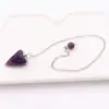 Y Venta Caliente de Amazon Péndulo de Piedra Natural Collar con Colgante Cónico Péndulo de Cuenta Redonda Collar de Cristal Regalo Venta al por Mayor