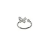 Moda Coreana y Japonesa Exquisito Versátil Anillo Abierto de Concha Mariposa con Pedrería para Mujer, Único Simple Diseño Anillo para Dedo Índice para Mujer