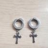 Venta al por mayor Amazon Más vendidos Acero Inoxidable Pulido a Mano Colgante Cruz Estrella de Seis Puntas Aretes Brillantes