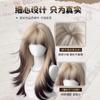 [Gato Siamês] Peruca Feminina Estilo Gótico Branco Dourado Degradê Preto Cabelo Longo Liso Cabelo Artificial Cobertura de Cabelo para Cabeça Inteira