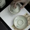 Tazón con Tapa de Tres Talentos de Bambú Pintado a Mano de Arcilla Antigua Estilo Dinastía Tang y Song Set de Té Kung Fu para Uso Doméstico Taza de Té de Cerámica