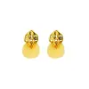 Pendientes de Plata S925 Chapados en Oro con Calabaza de Cera de Abejas Ruyi Recortado Moneda Estilo Étnico Chino Retro con Elegancia y Simplicidad
