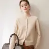 Cardigan Básico Clásico 100% Cachemira Pura para Mujer, Cuello Redondo, Corto, Suave y Esponjoso, Chaqueta de Punto de Color Sólido, Suéter para el Trabajo