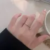 Anel de Prata Esterlina S925 com Ouro 18K, Aro Liso Minimalista para Empilhar Irregular, Design de Nicho Ondulado, Anel de Dedo Indicador Estilo Cool