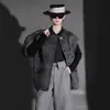 Chaleco de Hombro Ancho de Dos Tonos con Textura Suli Acanalada de Doble Cara, Nuevo Estilo, Abrigo de Lana para Mujer para Otoño e Invierno