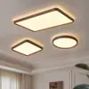 Iluminación Principal de Sala de Estar Estilo Mid-Century Faros Nuevo Estilo 2025 Lámpara de Techo Atmosférica Redonda Color Nogal Sala de Estar Dormitorio Principal