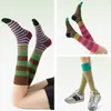 Calcetines Largos de Algodón Adelgazantes para Mujer con Ligera Compresión, Calcetines para Pantorrilla, Venta Caliente Primavera y Verano, Estilo Retro Melard, Bloques de Color, Rayas, Moda de Exterior