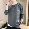 Suéter solto masculino primavera e outono moda marca nova camiseta masculina jovem ins versátil plus size manga longa camisa base masculina
