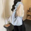 Nova Bolsa Plissada Doce e Estilosa com Grande Capacidade, Bolsa de Dumpling Única e Moderna para o Dia a Dia, Bolsa de Ombro e Transversal com Tecido Estampado de Estrelas