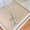 Nueva Llegada Cruz Diseño de Ancla Colgante de Cruz Collar de Acero de Titanio Exquisito Incrustado Circonita Sensación de Lujo Ligero Cadena para la Clavícula