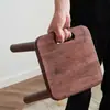Taburete Pequeño de Madera Maciza, Taburete Portátil, Taburete Redondo para el Hogar, Banco Pequeño Color Nogal, Taburete Bajo, Taburete para Cambiar Zapatos de Niños, Logo Personalizado