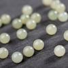 Cuentas de jade hetiano natural de medio agujero, jade azul y blanco, cuentas redondas de medio agujero, jade azul Qingshui, cuentas sueltas verdes de agua de lago, cuentas tejidas para bricolaje