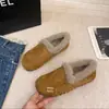 Algodón de una pieza para envío directo para mujer, suela plana, con felpa, cálido, retro, estilo frijol, nuevo para otoño e invierno, ropa exterior, antideslizante, casual