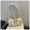 Bolso de axila retro estilo Y2K punk motero páramo desgastado, bolso de mano/hombro versátil de alta gama nuevo francés