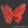 Borboleta grande de gaze artificial transfronteiriça com luzes, decoração de borboleta brilhante para casamentos de primavera e festas de aniversário