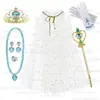 Set de Capa de Princesa Congelada para Niñas con Pendientes de Hielo y Nieve, Collar, Guantes, Corona y Varita Mágica