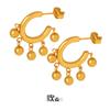 Pendientes de borla de moda francesa de buenos productos transfronterizos acero de titanio oro de 18 quilates bola redonda nicho pendientes exagerados pendientes de temperamento para mujer