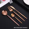 Juego de Cubiertos de Acero Inoxidable 410 Personalizado, Mango Plano, Vajilla Portuguesa, Cuchillo para Filete Occidental, Tenedor y Cuchara para Postre y Ensalada
