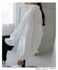 Camisa de Primavera Japonesa y Coreana con Sentido de Diseño Nicho Nuevo, Cuello Vertical, Holgada Casual, Combinable con Todo, Manga Linterna, Top para Mujer