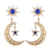 Pendientes de Moda de Celebridad Popular de Internet Europea y Americana para Mujer Joyería Japonesa y Coreana Nuevos Estrella Luna Aleación Diamante Pendientes Largos