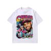 Camiseta de manga larga con estampado retro de cantante de hip-hop de estilo americano, lavada, holgada, estilo nacional de calle principal para hombres y mujeres.